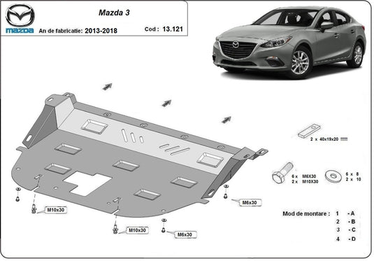 Engine - metallic shield Mazda 3 (2mm)