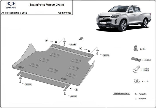 Cutie de viteze - scut metalic Ssangyong Musso Grand (2mm)