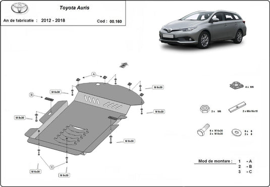 Protection antivol pour catalyseur Toyota Auris (2 mm)