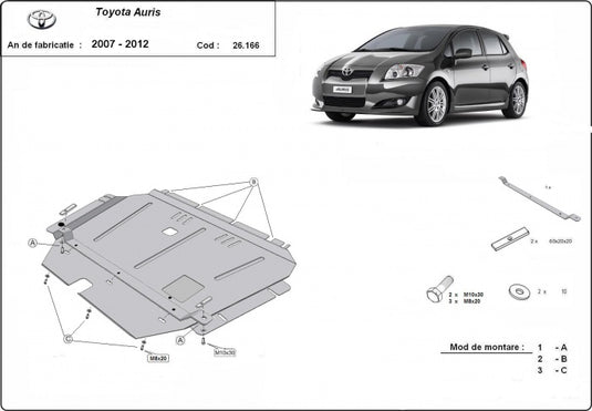 Moteur - bouclier métallique Toyota Auris (2 mm)