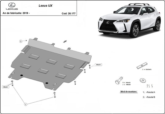 Engine - metallic shield Lexus UX (2mm)