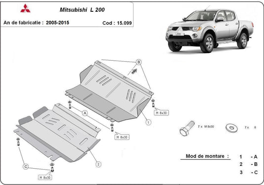 Engine - metallic shield Mitsubishi L (3mm)