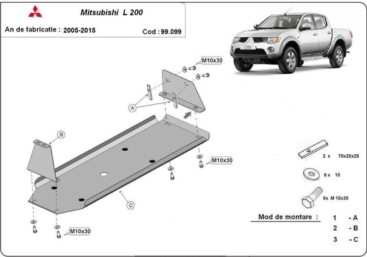Fuel tank - metallic shield Mitsubishi L200 (2mm)