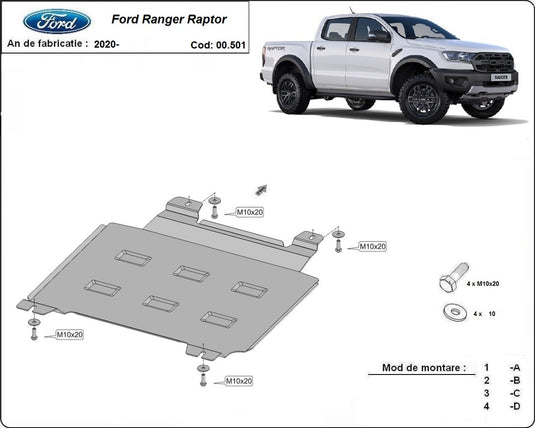 Getriebe - Metallic Shield Ford Ranger Raptor (2 mm)