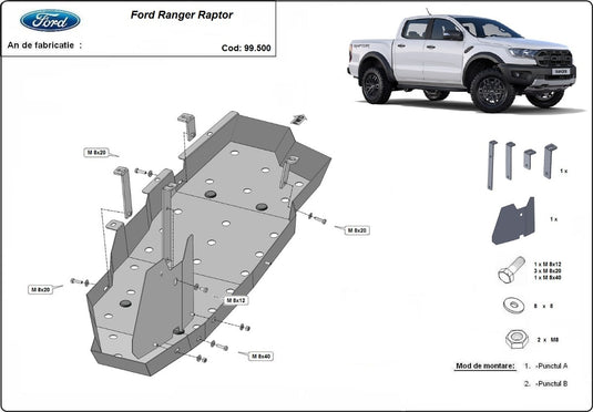 Fuel tank - metallic shield Ford Ranger Raptor (2mm)