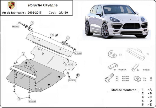 Engine - metallic shield Porsche Cayenne (3mm)