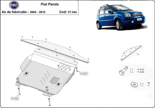 Engine - metallic shield Fiat Panda (2mm)