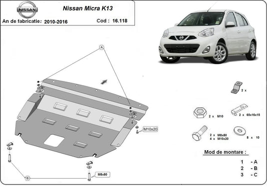 Engine - metallic shield Nissan Micra (2mm)