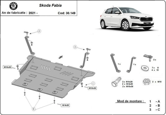 Engine - metallic shield Skoda Fabia 4 (2mm)