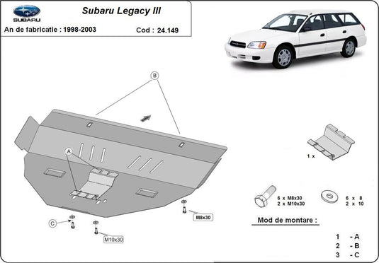 Motor - scut metalic Subaru Legacy III (2mm)