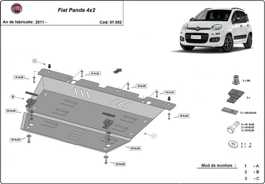 Engine - metallic shield Fiat Panda 4x2 (2mm)