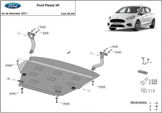 Engine - metallic shield Ford Fiesta VII (2mm)