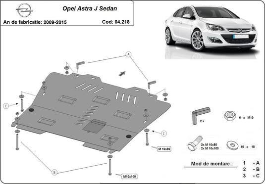 Engine - metallic shield Opel Astra J Sedan (2mm)
