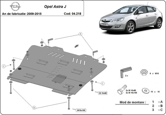 Engine - metallic shield Opel Astra J (2mm)