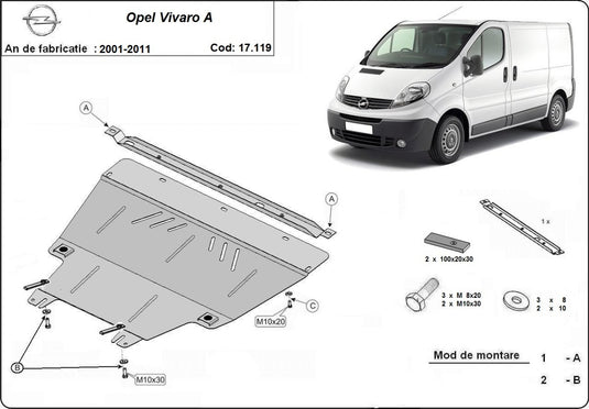 Engine - metallic shield Opel Vivaro (2mm)