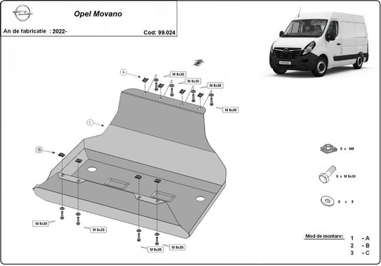Fuel tank - metallic shield Opel Movano (2mm)