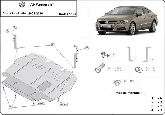 Engine - metallic shield VW Passat CC (2mm)