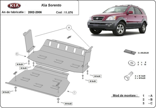 Engine - metallic shield Kia Sorento (2mm)