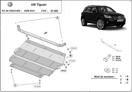 Engine - metallic shield VW Tiguan (2mm)