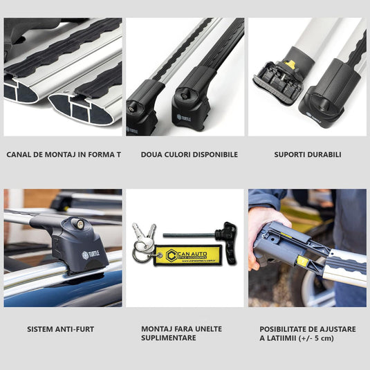 Dachregalkreuzstangen Turtle Air-V1, Silberfarbe, für Ssangyong Rexton W (Y290) SUV 13-17 gewidmet