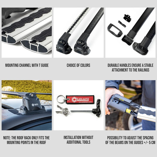 Dachregalkreuzstangen Schildkrötenluft-V3, silberne Farbe, für BMW 5er Gran Turismo (F07) 09-17 gewidmet