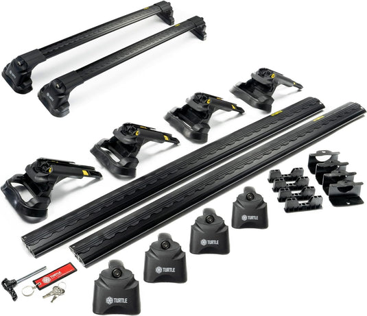 Dachregal Cross Bars Turtle Air-V3, schwarze Farbe, für Toyota Land Cruiser Prado (J120) SUV 02-09 gewidmet