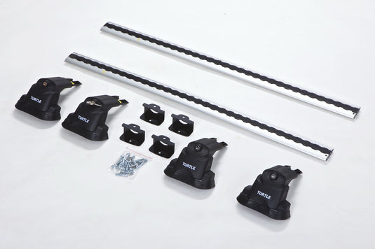 Barres de toit transversales Turtle Air-v3, couleur argent, dédiées pour VOLKSWAGEN CARAVELLE (T6) VAN 16-