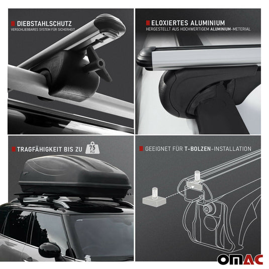 Set of wingbar roof rack cross bars, Black color, designed for BMW X3 2010-2023