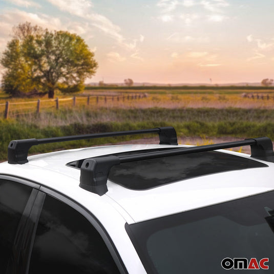 Set of wingbar roof rack cross bars, Black color, designed for Mercedes GLC C253 2016-2019