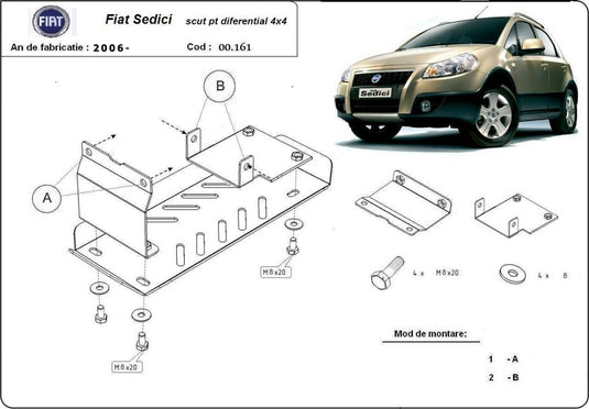 Metallschild für Differential - Fiat Sedici (2005-2014)