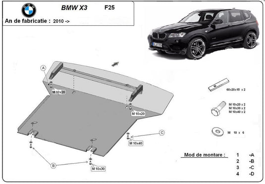 Engine metal shield - BMW X3 (F25)