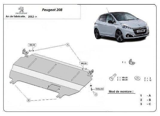 Engine metal shield - Peugeot 208 (2012-2025)