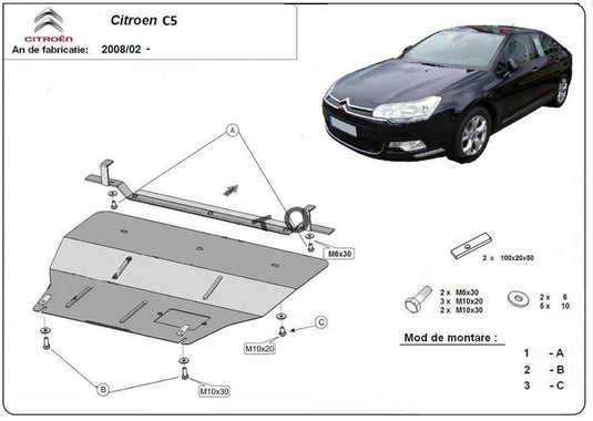 Motormetallschild - Citroen C5 (2012-2020)
