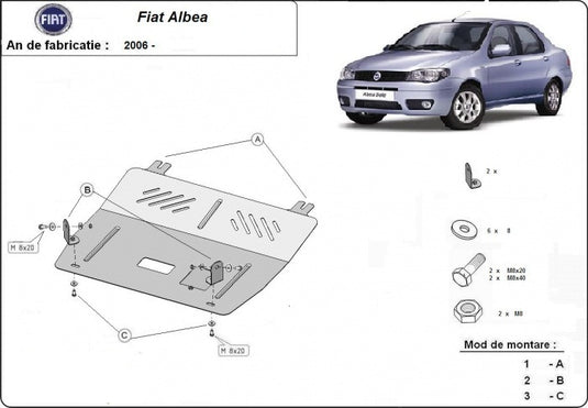 Motormetallschild - Fiat Albea (2002-2012)
