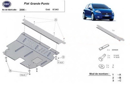 Motormetallschild - Fiat Punto Grande (2009-)