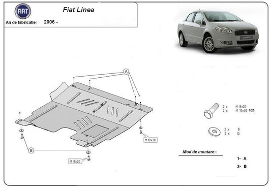 Motormetallschild - Fiat Linea 2007-2018