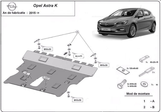 Engine metal shield - Opel Astra K (2015-)