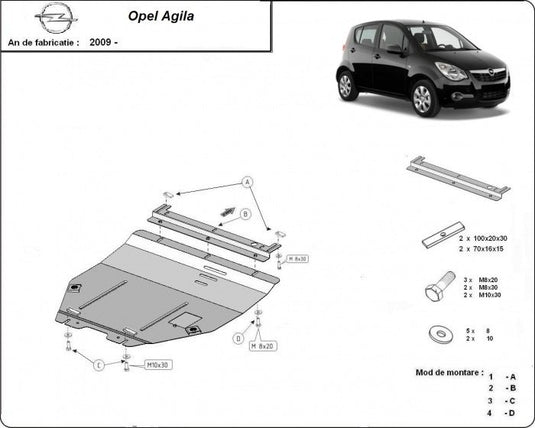 Engine metal shield - Opel Agila II (2008-2014)