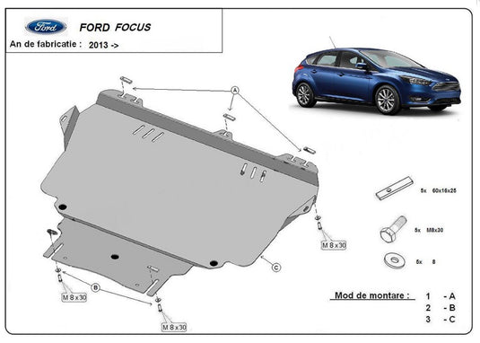 Motormetallschild - Ford Focus III (2010-)