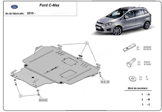 Motormetallschild-Ford C-Max (2010-2019)