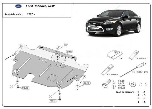Motormetallschild - Ford Mondeo MK4 (2007-2015)