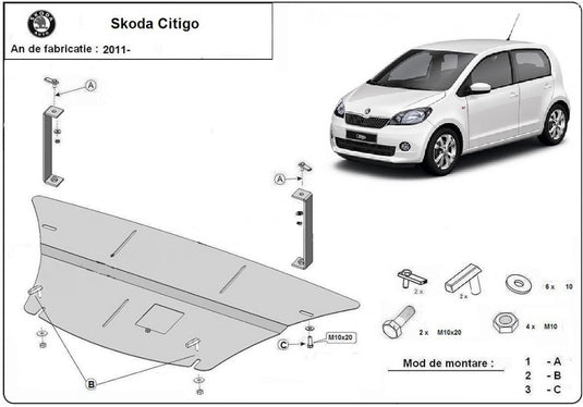 Engine metal shield - Skoda Citigo (2012-)