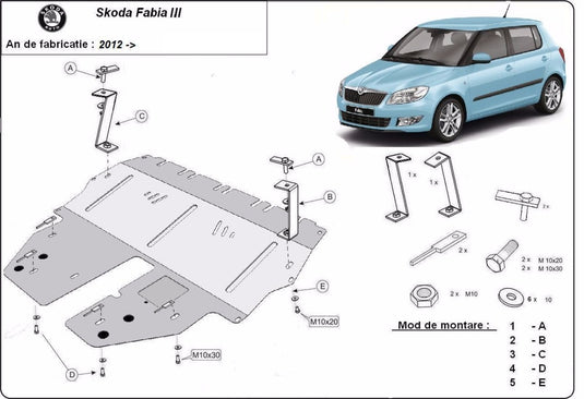 Engine metal shield - Skoda Fabia III (2014-)
