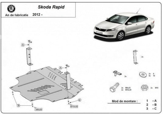 Engine metal shield - Skoda Rapid NH1 (2012-2019)