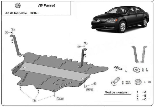 Engine metal shield - Volkswagen Passat B8 3G (2015-)