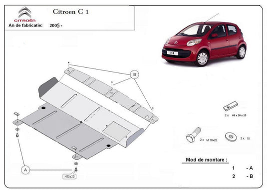 Motormetallschild - Citroen C1 (2005-2022)