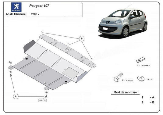 Engine metal shield - Peugeot 107 (2005-2014)