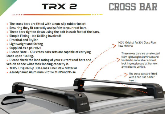 Set of wingbar roof rack cross bars, TRX2-94-98, Black color, designed for LEXUS RXL (AL20) 2018-2024