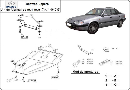 Engine - metallic shield Daewoo Espero (2mm)
