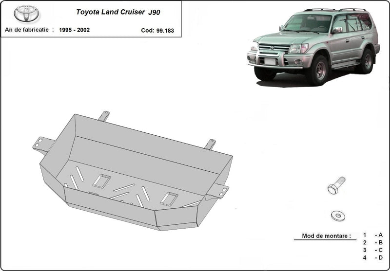 Încărcați imaginea în vizualizatorul Galerie, Rezervor combustibil - scut metalic Toyota Land Cruiser J90 (2mm)
